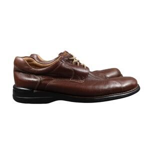 Johnston & Murphy Shoes Mens 9.5 Derby Oxford Leather Sheepskin Split Toe Brown